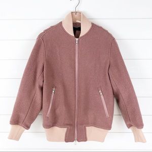rag & bone Pink Boiled Wool Bomber Jacket xs